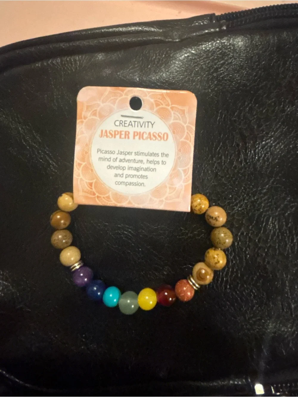 Jasper Picasso Beaded Chakra Stretch Bracelet - Multicolor